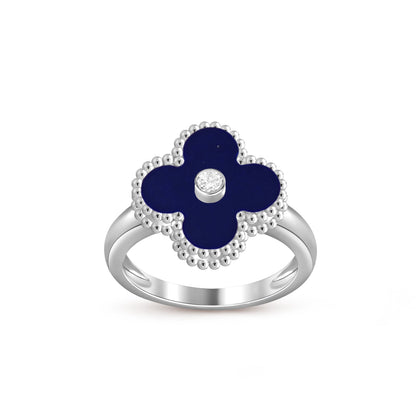 [Azure Tears]LUCKY CLOVER DIAMOND-ACCENT WHITE GOLD RING COLLECTION