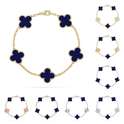 [Azure Tears]LUCKY CLOVER 5-MOTIF BRACELET - LAPIS LAZULI COLLECTION