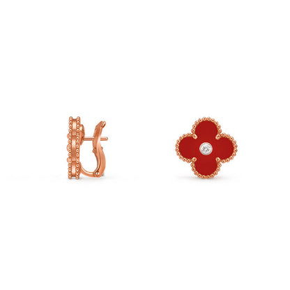 [Azure Tears]15MM CLOVER FLOWER STUD EARRINGS DIAMOND-ROSE GOLD COLLECTION