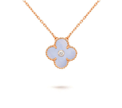 [Azure Tears]15MM CLOVER FLOWER DIAMOND PENDANT NECKLACE COLLECTION