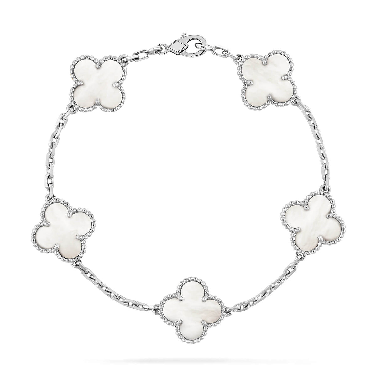 [Azure Tears]LUCKY CLOVER 5-MOTIF BRACELET - WHITE MOTHER-OF-PEARL COLLECTION