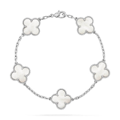 [Azure Tears]LUCKY CLOVER 5-MOTIF BRACELET - WHITE MOTHER-OF-PEARL COLLECTION
