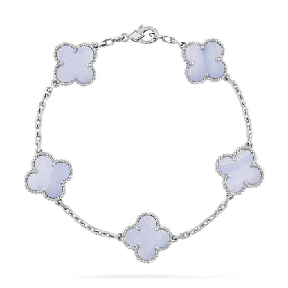 [Azure Tears]LUCKY CLOVER 5-MOTIF BRACELET - PURPLE CHALCEDONY COLLECTION