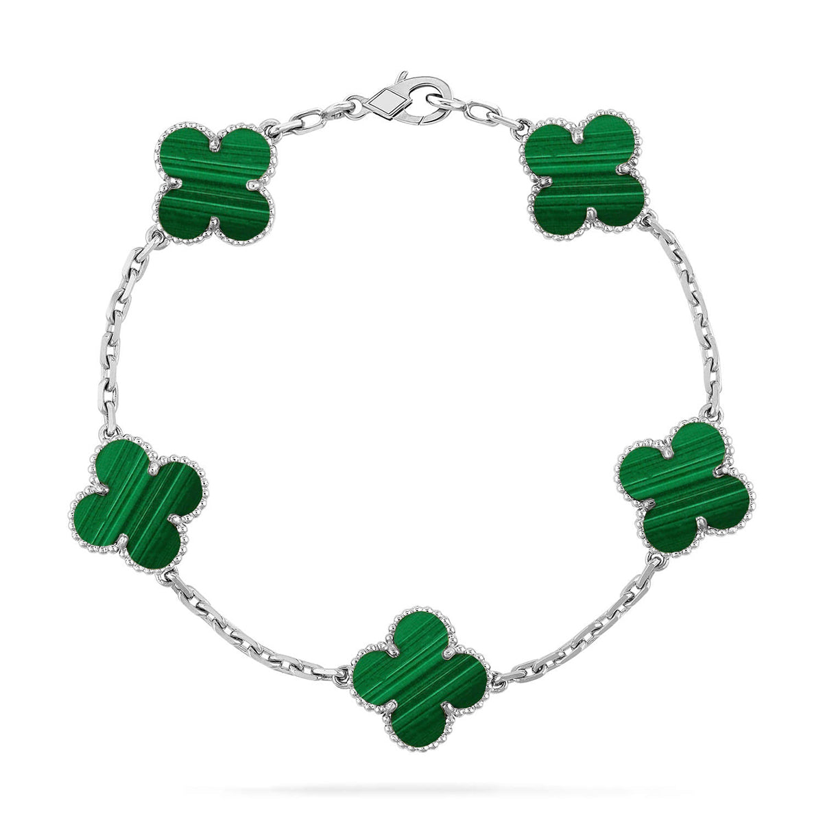 [Azure Tears]LUCKY CLOVER 5-MOTIF BRACELET - MALACHITE COLLECTION
