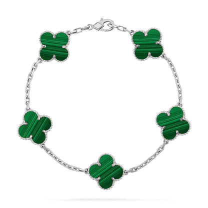 [Azure Tears]LUCKY CLOVER 5-MOTIF BRACELET - MALACHITE COLLECTION