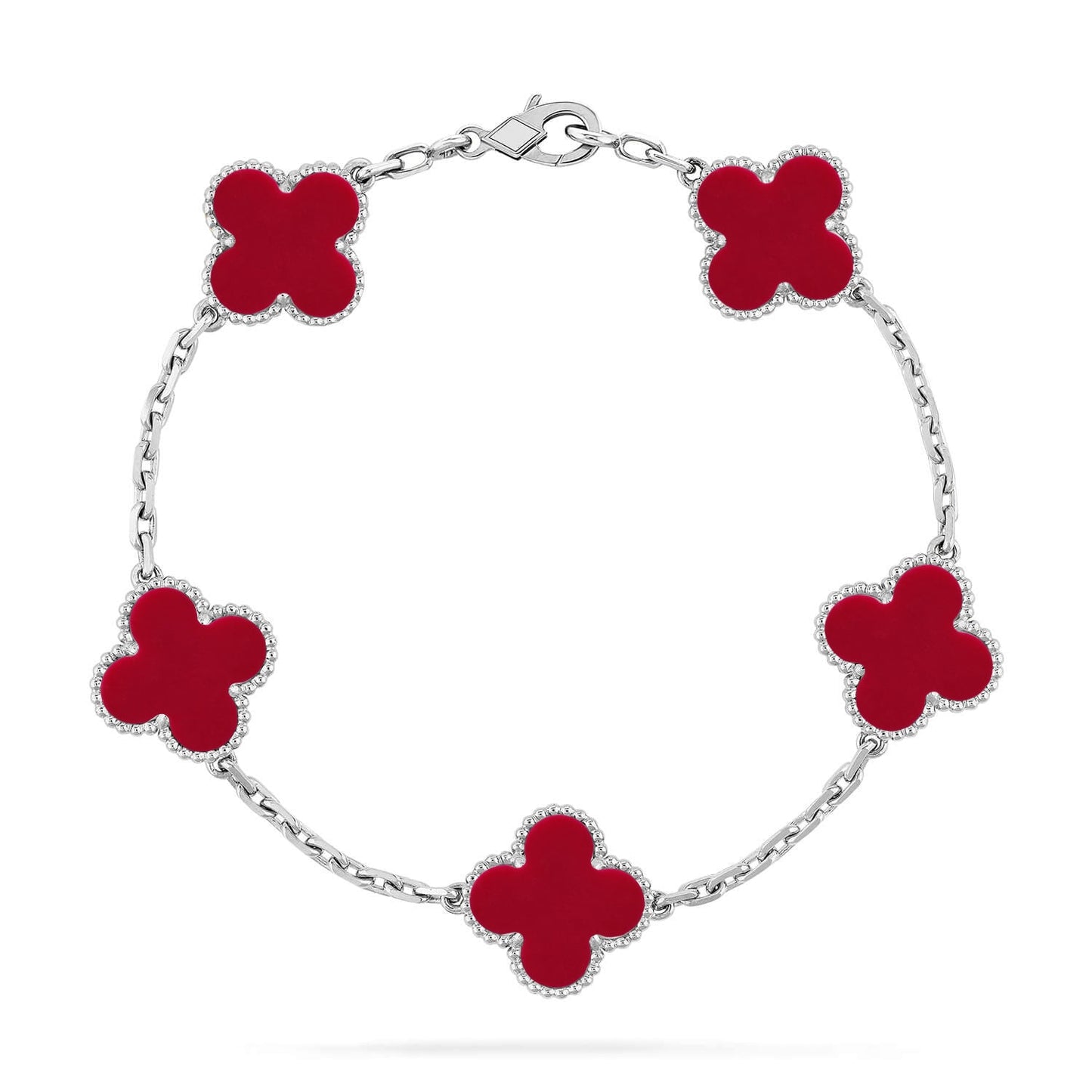 [Azure Tears]LUCKY CLOVER 5-MOTIF BRACELET - RED CARNELIAN COLLECTION