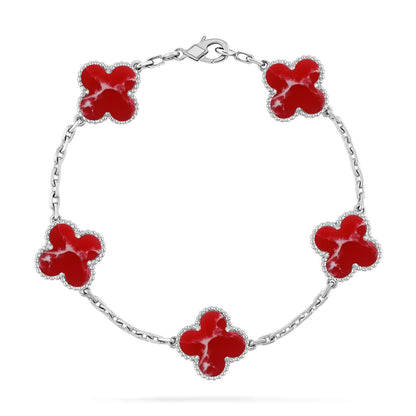 [Azure Tears]LUCKY CLOVER 5-MOTIF BRACELET - RED LARIMAR COLLECTION