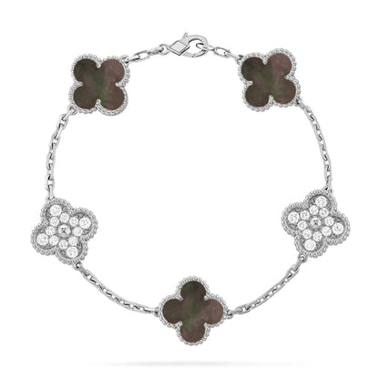 [Azure Tears]LUCKY CLOVER 5-MOTIF BRACELET - GREY MOTHER-OF-PEARL COLLECTION