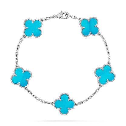 [Azure Tears]LUCKY CLOVER 5-MOTIF BRACELET - TURQUOISE COLLECTION
