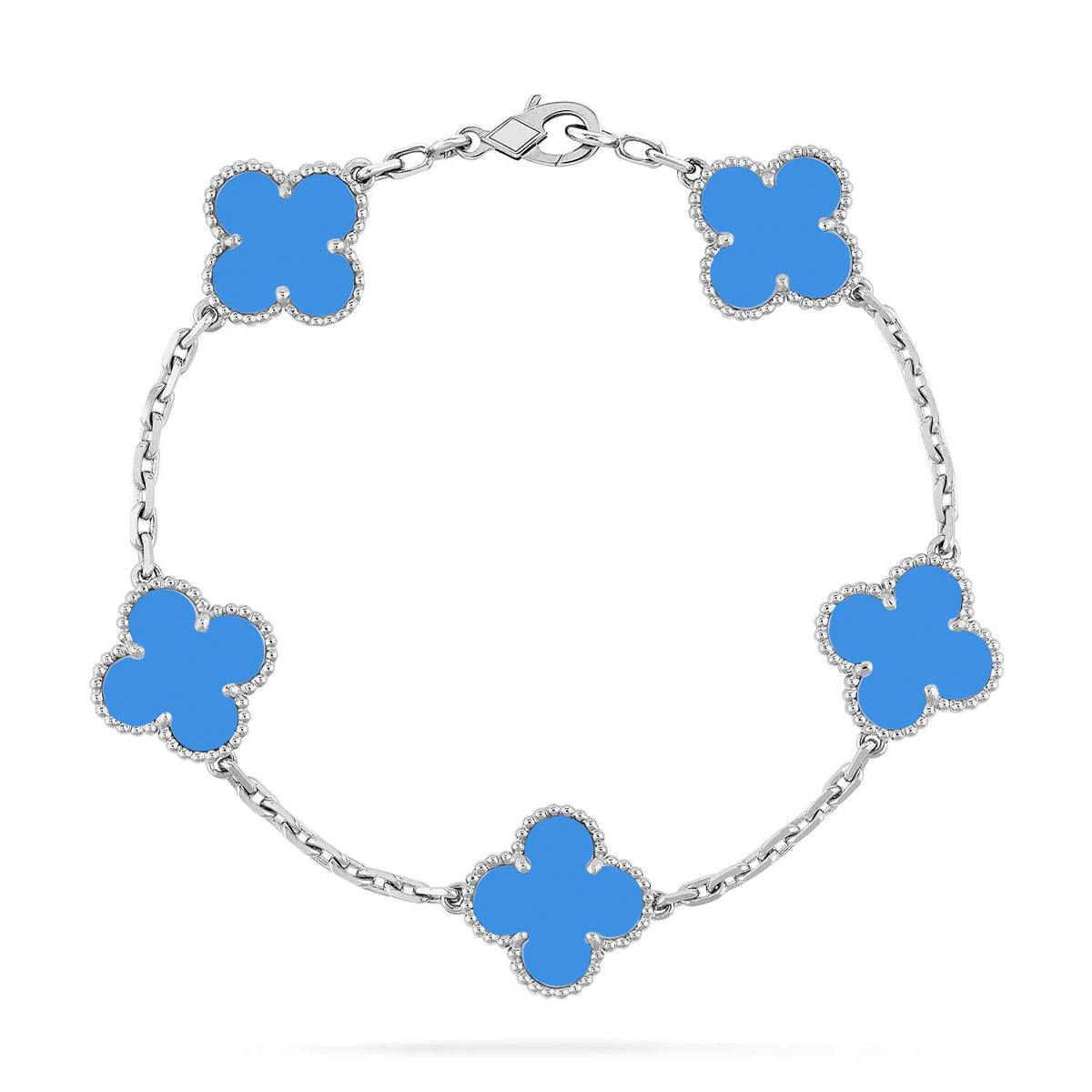 [Azure Tears]LUCKY CLOVER 5-MOTIF BRACELET - BLUE AGATE COLLECTION