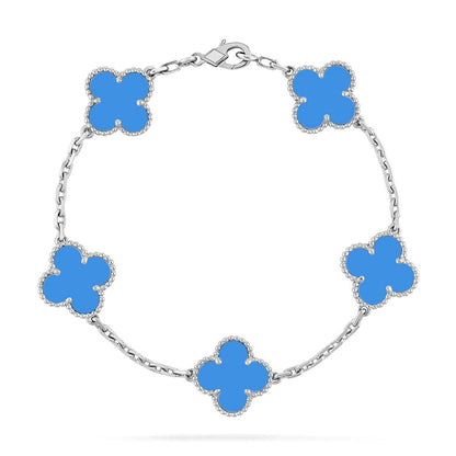 [Azure Tears]LUCKY CLOVER 5-MOTIF BRACELET - BLUE AGATE COLLECTION