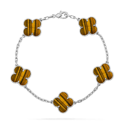 [Azure Tears]LUCKY CLOVER 5-MOTIF BRACELET -  TIGER’S EYE COLLECTION