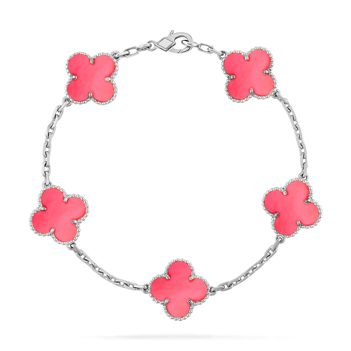 [Azure Tears]LUCKY CLOVER 5-MOTIF BRACELET - PINK MOTHER-OF-PEARL COLLECTION