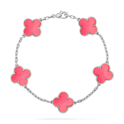 [Azure Tears]LUCKY CLOVER 5-MOTIF BRACELET - PINK MOTHER-OF-PEARL COLLECTION