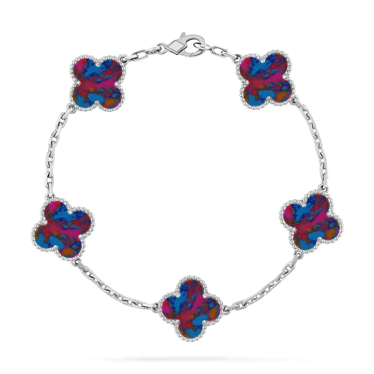 [Azure Tears]LUCKY CLOVER 5-MOTIF BRACELET - MULTI-GEM COLLECTION