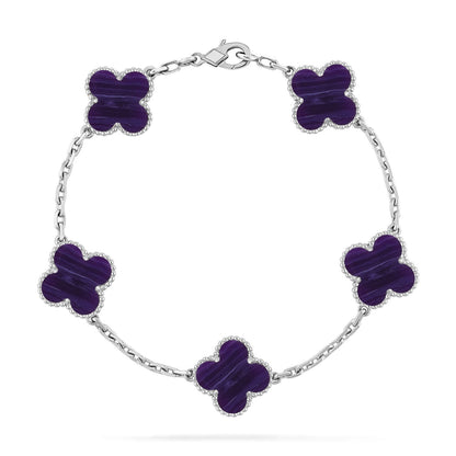 [Azure Tears]LUCKY CLOVER 5-MOTIF BRACELET - CHAROITE COLLECTION