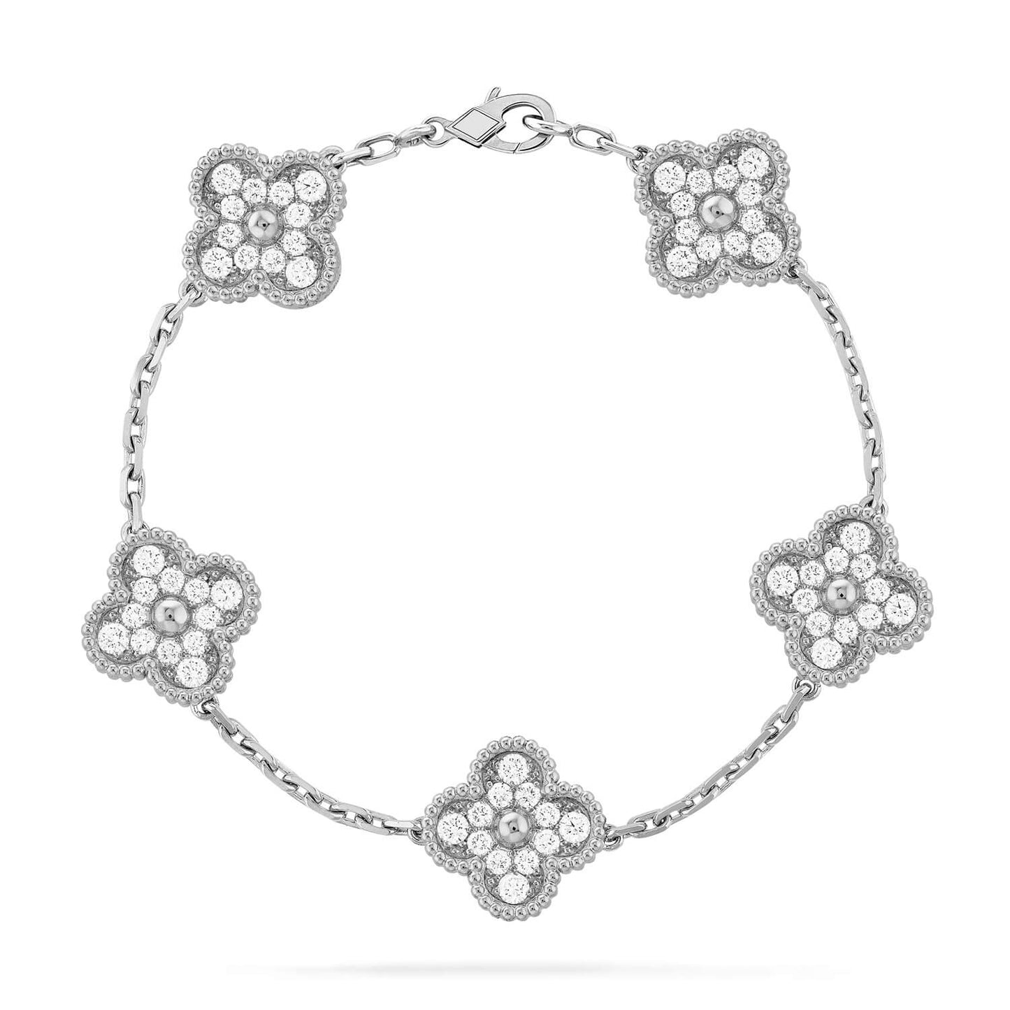 [Azure Tears]LUCKY CLOVER 5-MOTIF BRACELET - FULL-DIAMOND