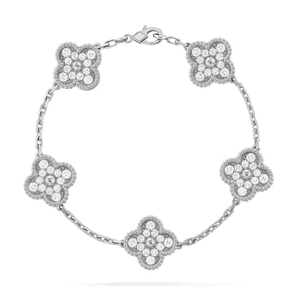 [Azure Tears]LUCKY CLOVER 5-MOTIF BRACELET - FULL-DIAMOND