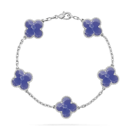 [Azure Tears]LUCKY CLOVER 5-MOTIF BRACELET - BLUE LARIMAR COLLECTION