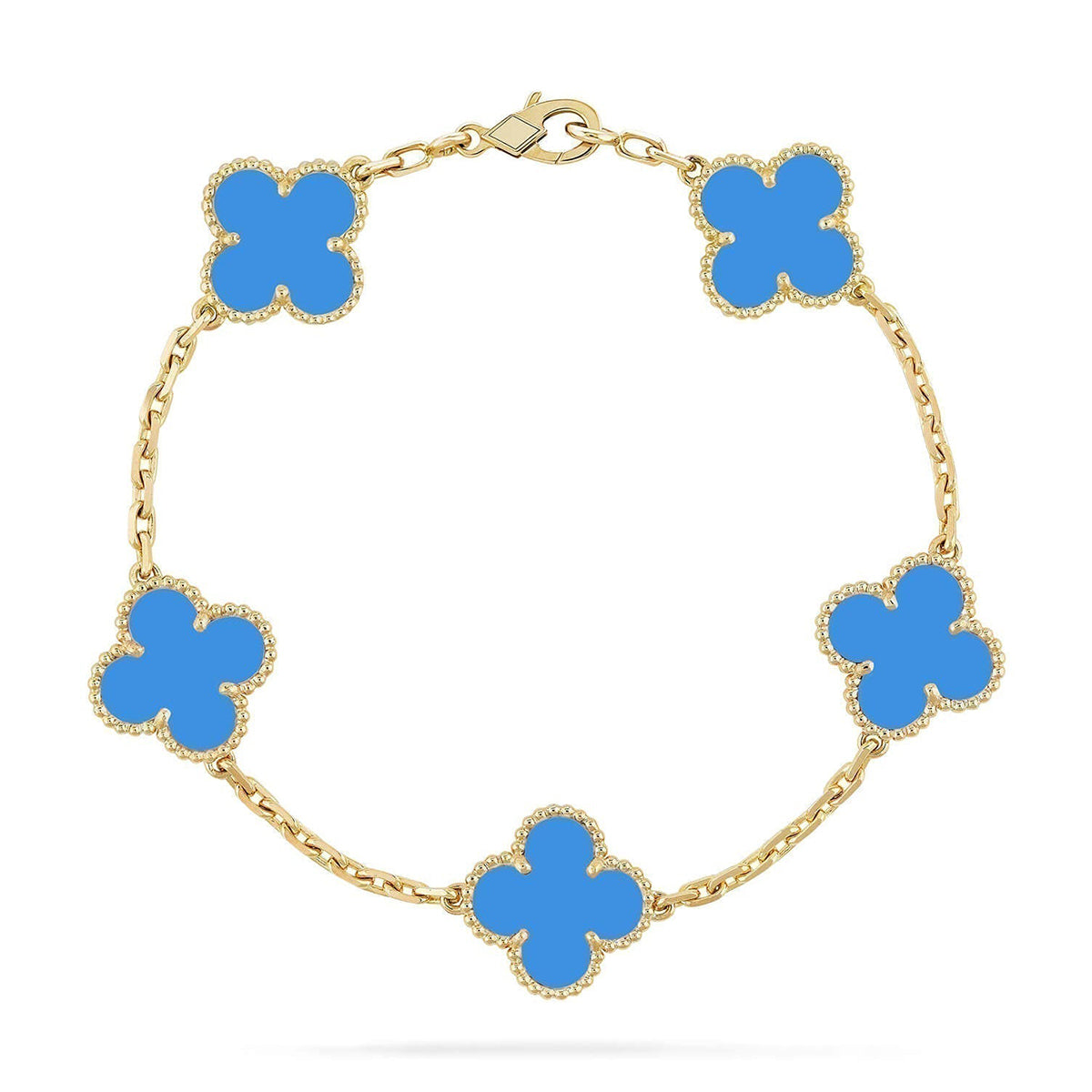 [Azure Tears]LUCKY CLOVER 5-MOTIF BRACELET - BLUE AGATE COLLECTION