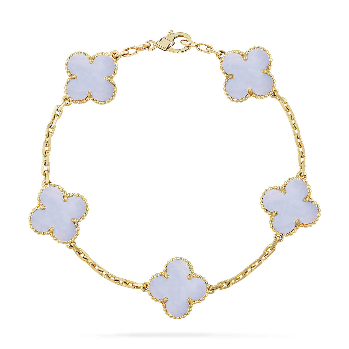 [Azure Tears]LUCKY CLOVER 5-MOTIF BRACELET - PURPLE CHALCEDONY COLLECTION