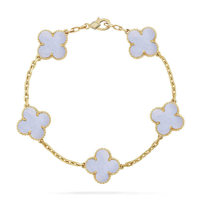 [Azure Tears]LUCKY CLOVER 5-MOTIF BRACELET - PURPLE CHALCEDONY COLLECTION