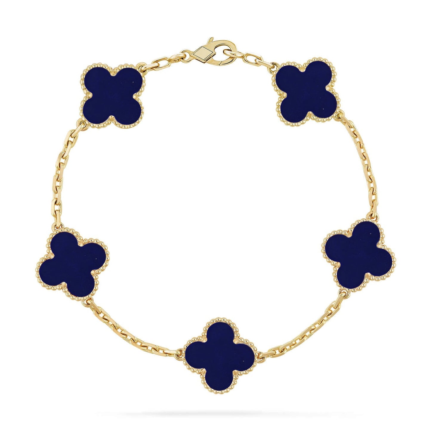[Azure Tears]LUCKY CLOVER 5-MOTIF BRACELET - LAPIS LAZULI COLLECTION