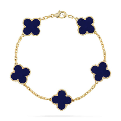 [Azure Tears]LUCKY CLOVER 5-MOTIF BRACELET - LAPIS LAZULI COLLECTION
