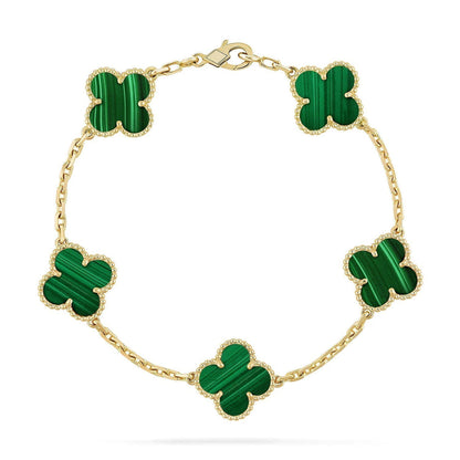 [Azure Tears]LUCKY CLOVER 5-MOTIF BRACELET - MALACHITE COLLECTION