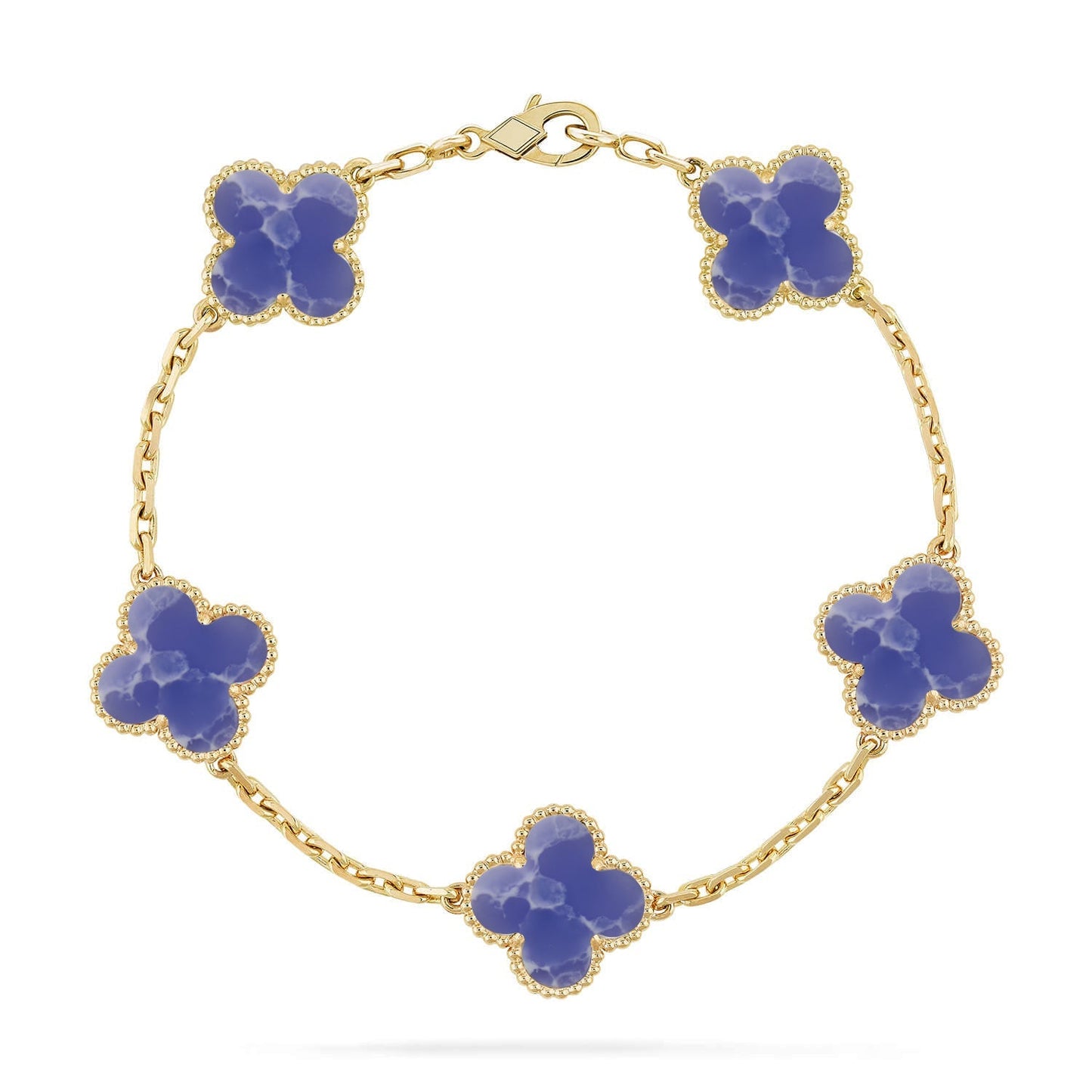 [Azure Tears]LUCKY CLOVER 5-MOTIF BRACELET - BLUE LARIMAR COLLECTION