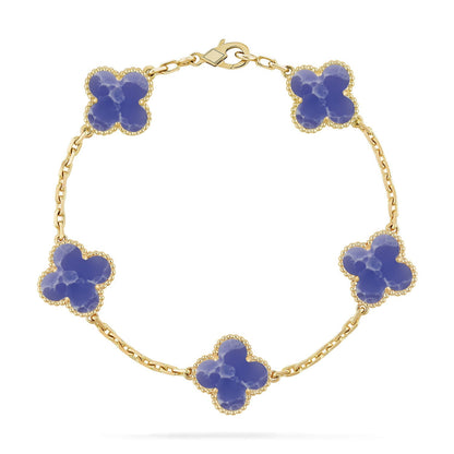 [Azure Tears]LUCKY CLOVER 5-MOTIF BRACELET - BLUE LARIMAR COLLECTION