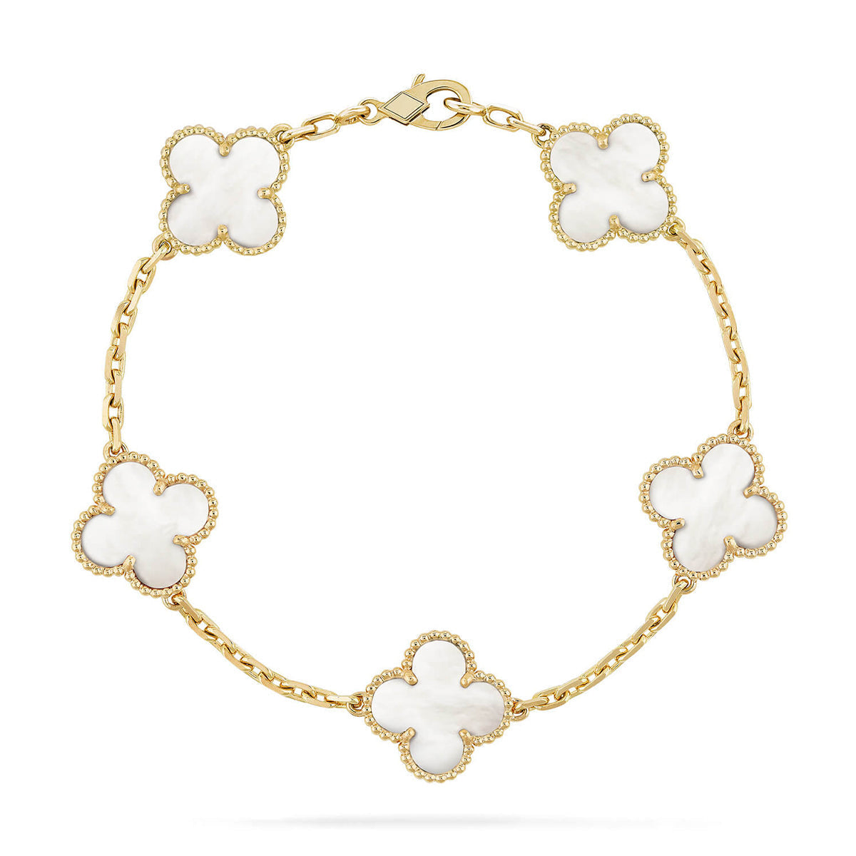 [Azure Tears]LUCKY CLOVER 5-MOTIF BRACELET - WHITE MOTHER-OF-PEARL COLLECTION