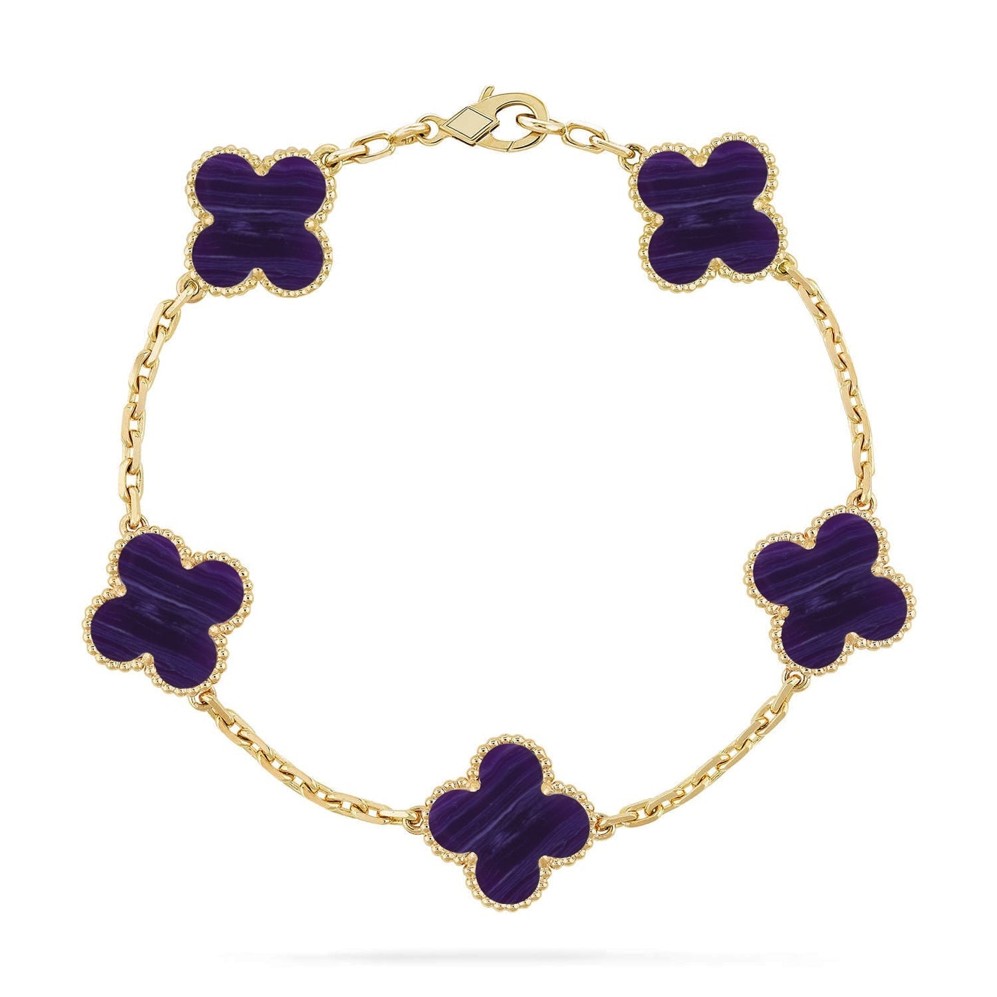 [Azure Tears]LUCKY CLOVER 5-MOTIF BRACELET - CHAROITE COLLECTION