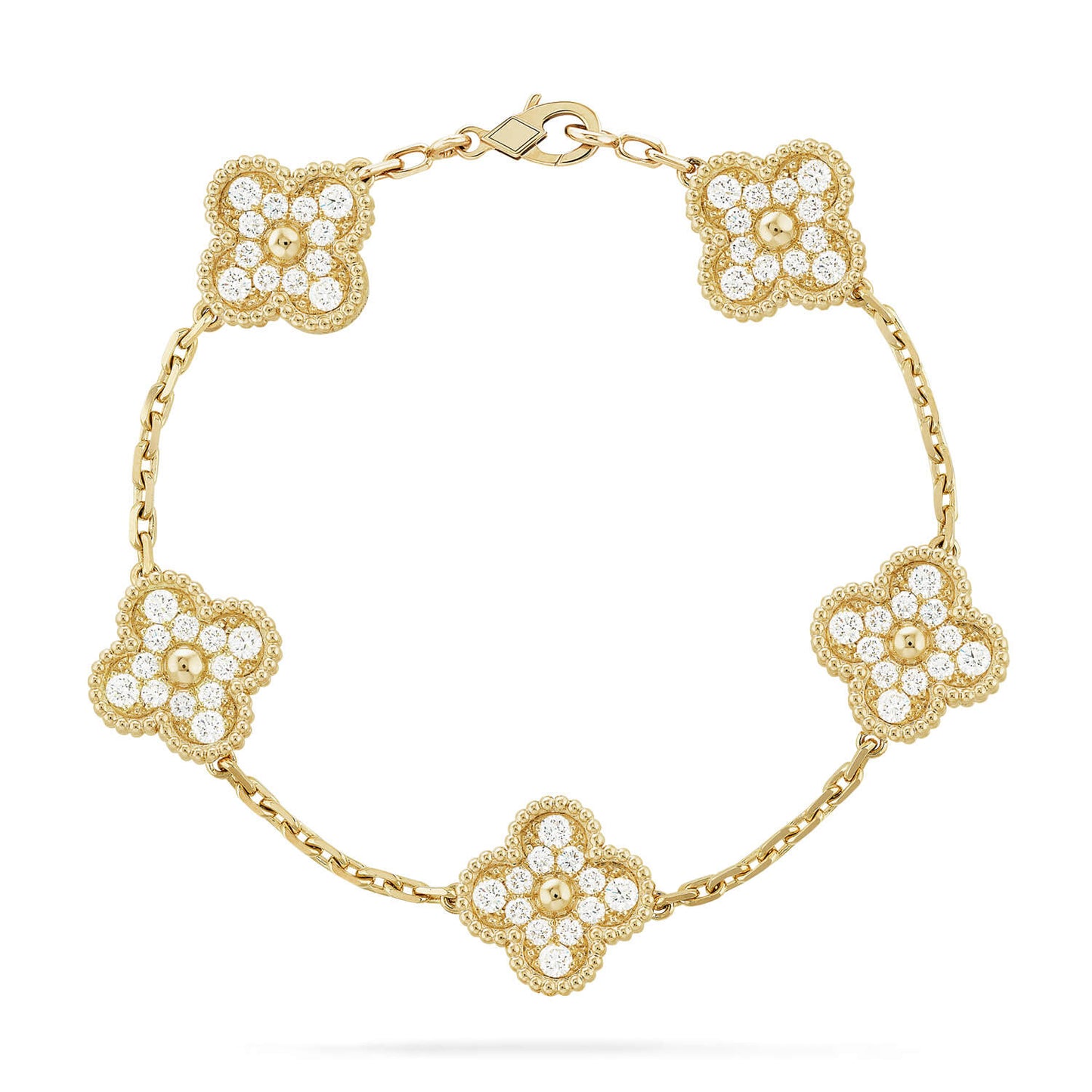 [Azure Tears]LUCKY CLOVER 5-MOTIF BRACELET - FULL-DIAMOND