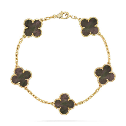 [Azure Tears]LUCKY CLOVER 5-MOTIF BRACELET - GREY MOTHER-OF-PEARL COLLECTION