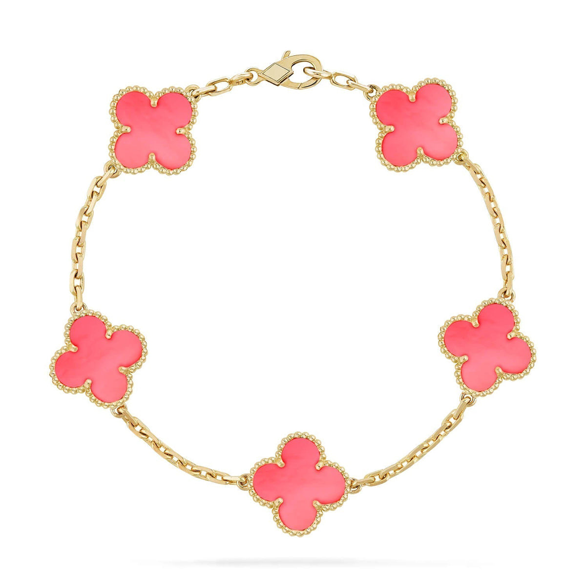 [Azure Tears]LUCKY CLOVER 5-MOTIF BRACELET - PINK MOTHER-OF-PEARL COLLECTION