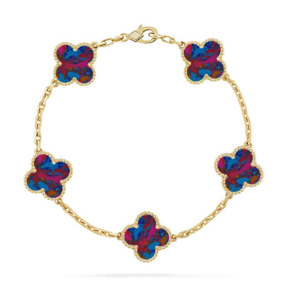 [Azure Tears]LUCKY CLOVER 5-MOTIF BRACELET - MULTI-GEM COLLECTION