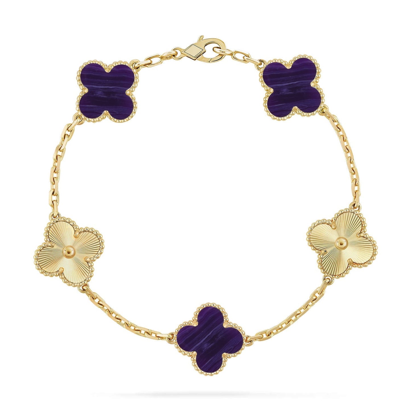 [Azure Tears]LUCKY CLOVER 5-MOTIF BRACELET - CHAROITE COLLECTION