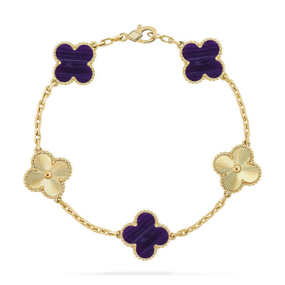 [Azure Tears]LUCKY CLOVER 5-MOTIF BRACELET - CHAROITE COLLECTION