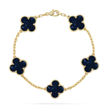 [Azure Tears]LUCKY CLOVER 5-MOTIF BRACELET - PIETERSITE COLLECTION
