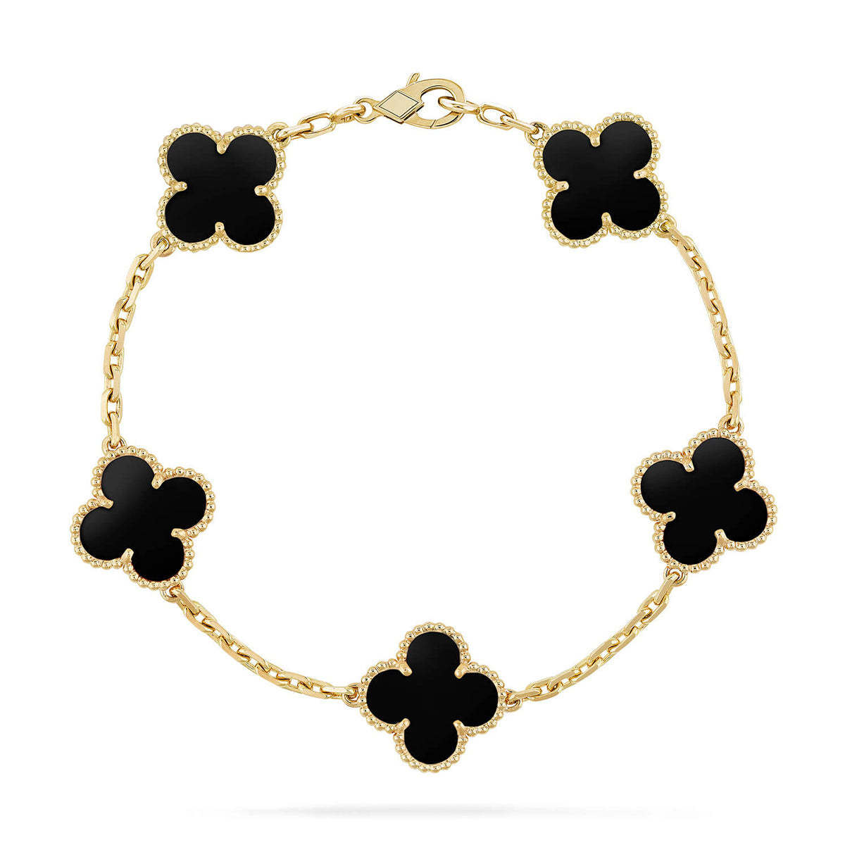[Azure Tears]LUCKY CLOVER 5-MOTIF BRACELET - BLACK OXNY COLLECTION