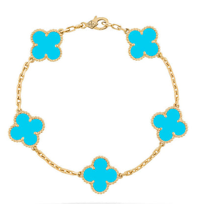 [Azure Tears]LUCKY CLOVER 5-MOTIF BRACELET - TURQUOISE COLLECTION