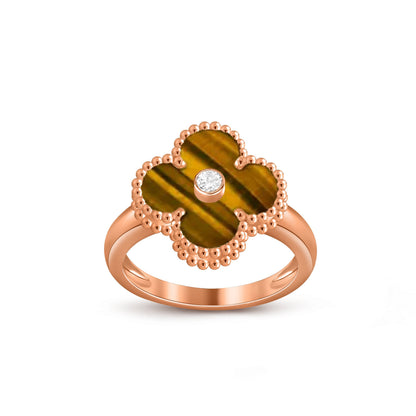 [Azure Tears]LUCKY CLOVER DIAMOND-ACCENT ROSE GOLD RING COLLECTION