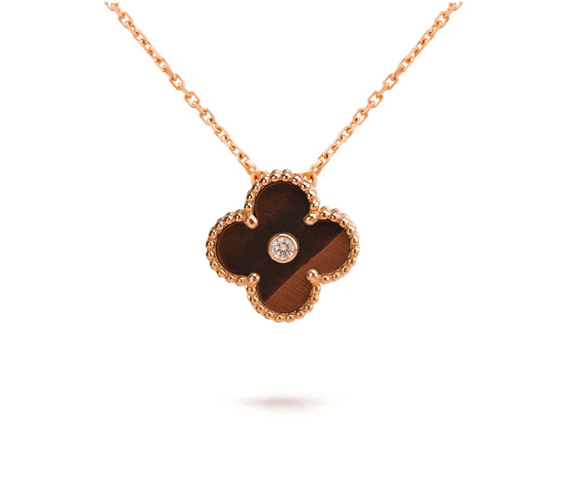 [Azure Tears]15MM CLOVER FLOWER DIAMOND PENDANT NECKLACE COLLECTION