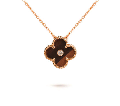 [Azure Tears]15MM CLOVER FLOWER DIAMOND PENDANT NECKLACE COLLECTION