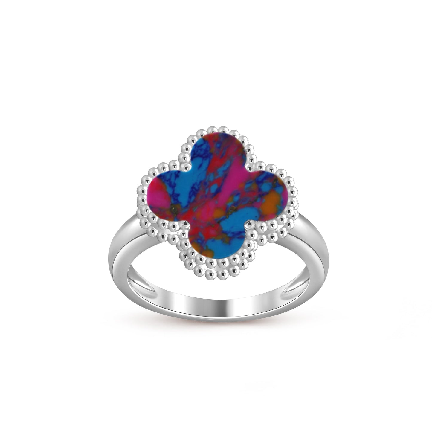 [Azure Tears]LUCKY CLOVER VINTAGE WHITE GOLD RING COLLECTION