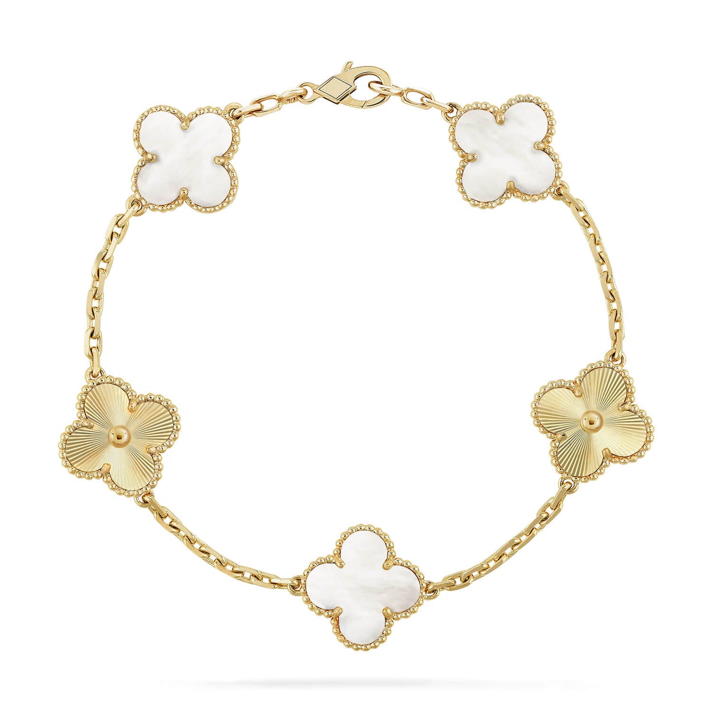 [Azure Tears]LUCKY CLOVER 5-MOTIF BRACELET - WHITE MOTHER-OF-PEARL COLLECTION