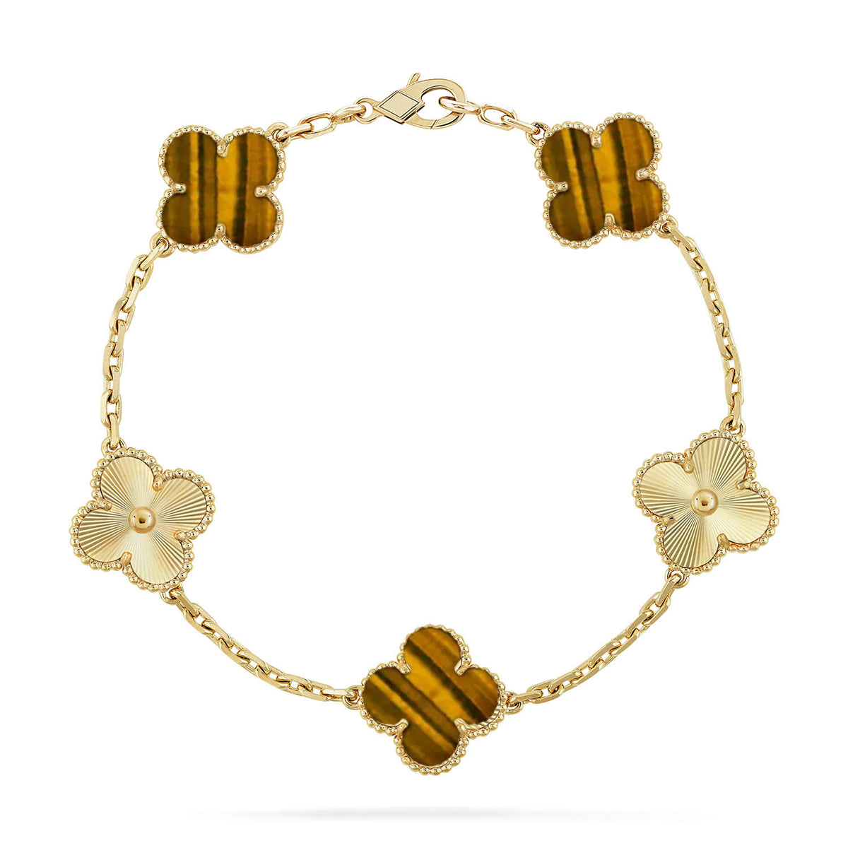 [Azure Tears]LUCKY CLOVER 5-MOTIF BRACELET -  TIGER’S EYE COLLECTION