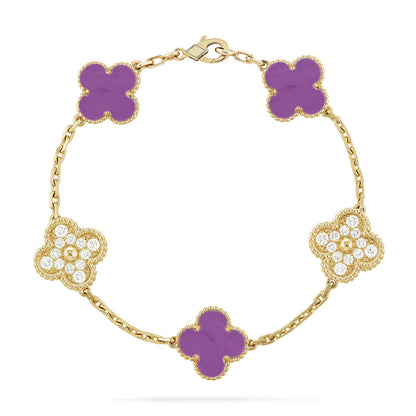 [Azure Tears]LUCKY CLOVER 5-MOTIF BRACELET - VIOLET COLLECTION
