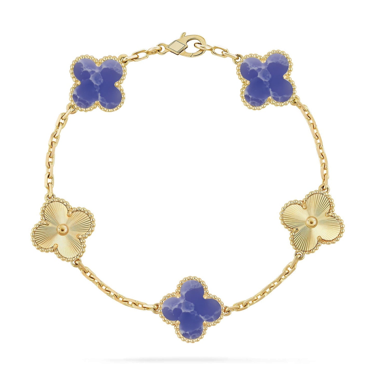 [Azure Tears]LUCKY CLOVER 5-MOTIF BRACELET - BLUE LARIMAR COLLECTION